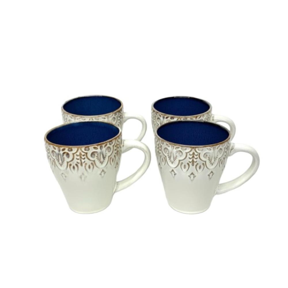 American Atelier Granada Set Of Four Stoneware Mugs Glazed Ceramic